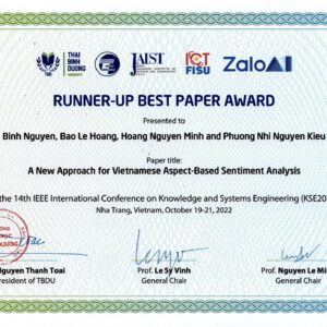 AUTHORIZED TEAM STUDENT, STUDENT AWARDED RUNNER-UP BEST PAPER AWARD AT TWO INTERNATIONAL CONFERENCE