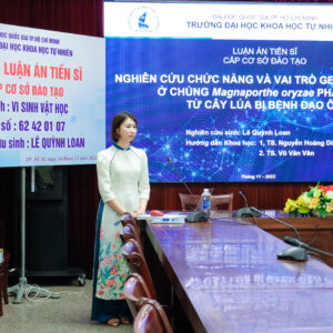 [DOCTORAL THESIS DEFENCE] DOCTORAL CANDIDATE LÊ QUỲNH LOAN DEFENDS THE DOCTORAL THESIS AT UNIVERSITY LEVEL ON THE TOPIC “RESEARCH ON THE FUNCTION AND ROLE OF GENE MGG_00245 IN THE MAGNAPORTHE ORYZAE STRAIN ISOLATED FROM RICE PLANTS INFECTED WITH RICE BLAST DISEASE”