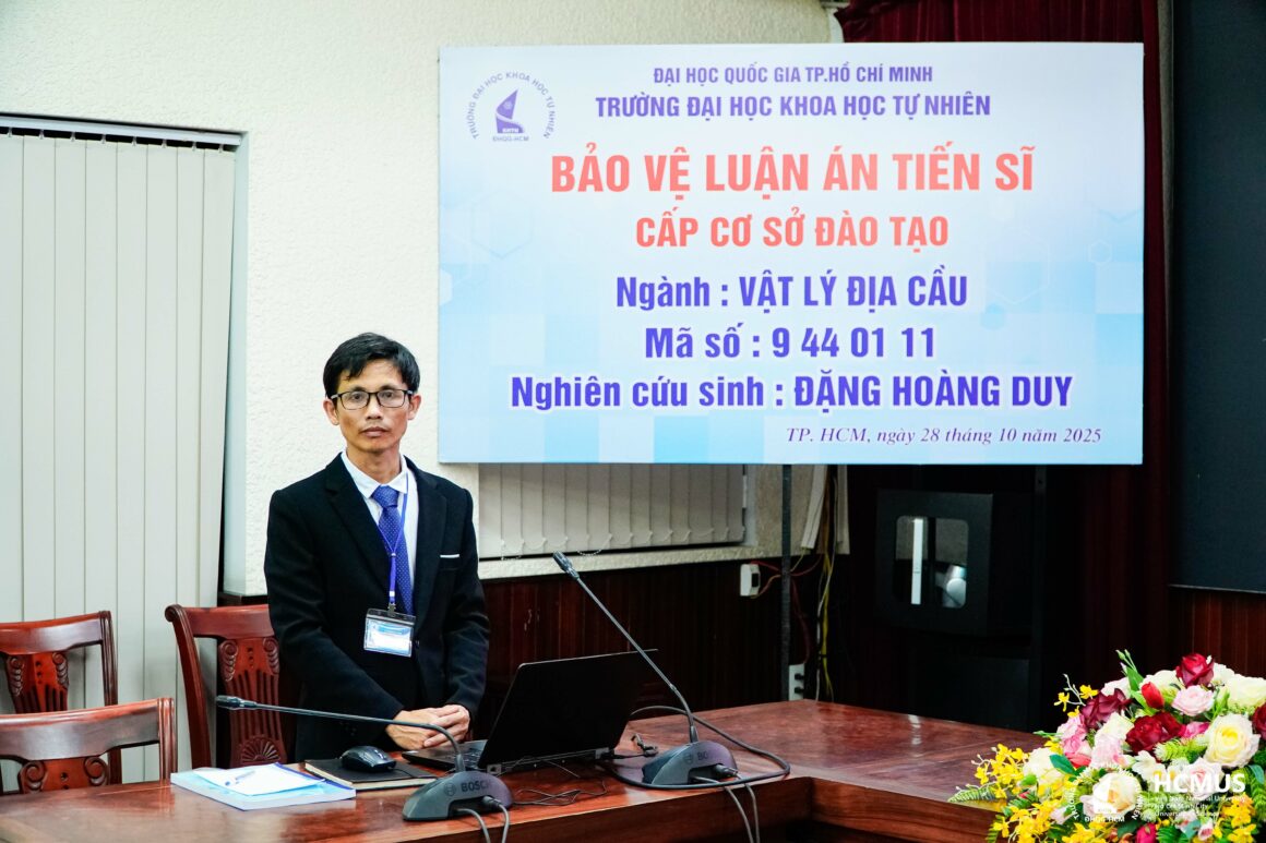 [DOCTORAL THESIS DEFENCE] RESEARCHER ĐẶNG HOÀNG DUY SUCCESSFULLY DEFENDS DOCTORAL THESIS AT INSTITUTIONAL LEVEL IN GEOPHYSICS