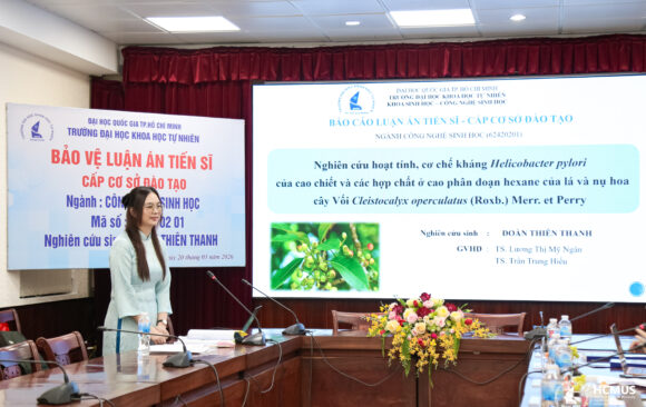 DOCTORAL THESIS DEFENCE] RESEARCHER ĐOÀN THIÊN THANH SUCCESSFULLY DEFENDS DOCTORAL THESIS ON ANTI-HELICOBACTER PYLORI ACTIVITY FROM CLEISTOCALYX OPERCULATUS