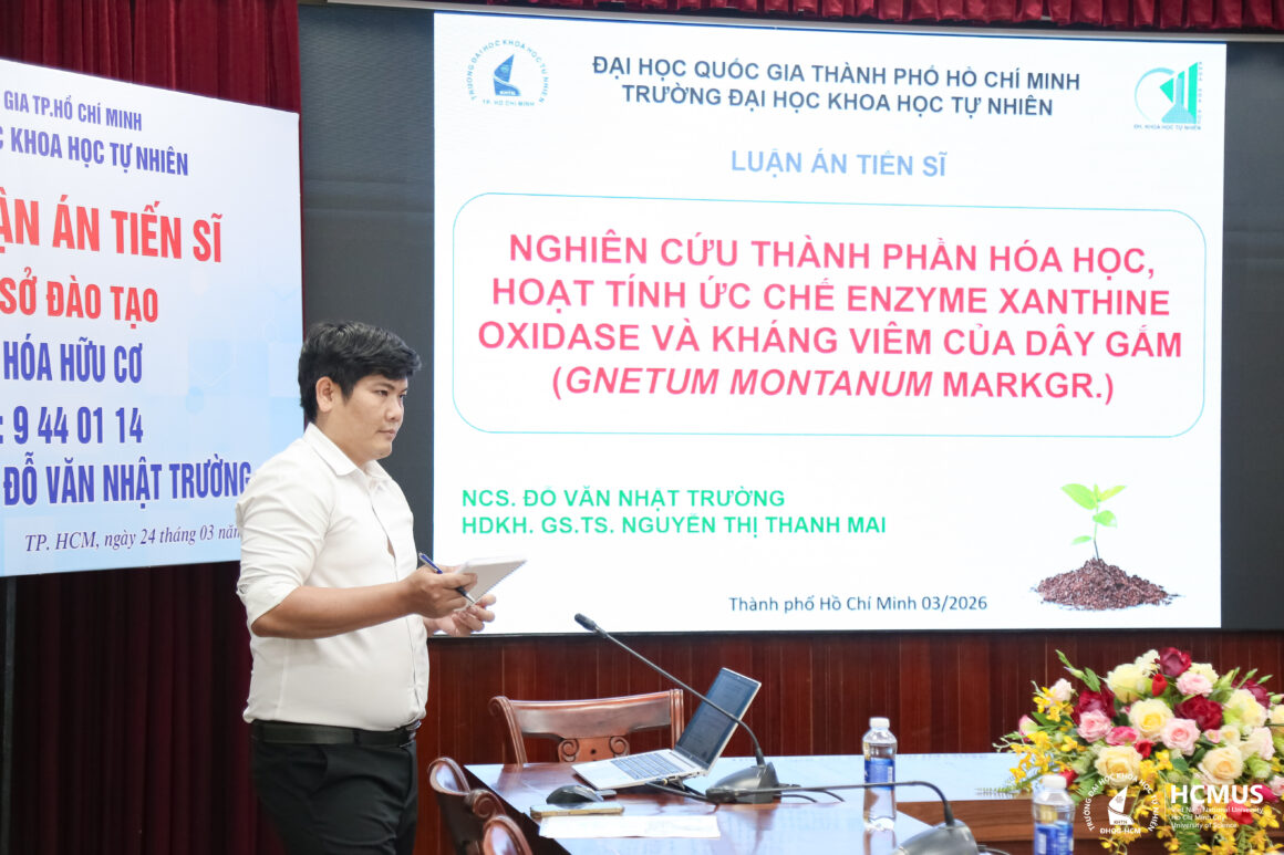 [DOCTORAL THESIS DEFENCE] RESEARCHER ĐỖ VĂN NHẬT TRƯỜNG SUCCESSFULLY DEFENDS DOCTORAL THESIS ON THE CHEMICAL CONSTITUENTS AND BIOLOGICAL ACTIVITIES OF GNETUM MONTANUM MARKGR.